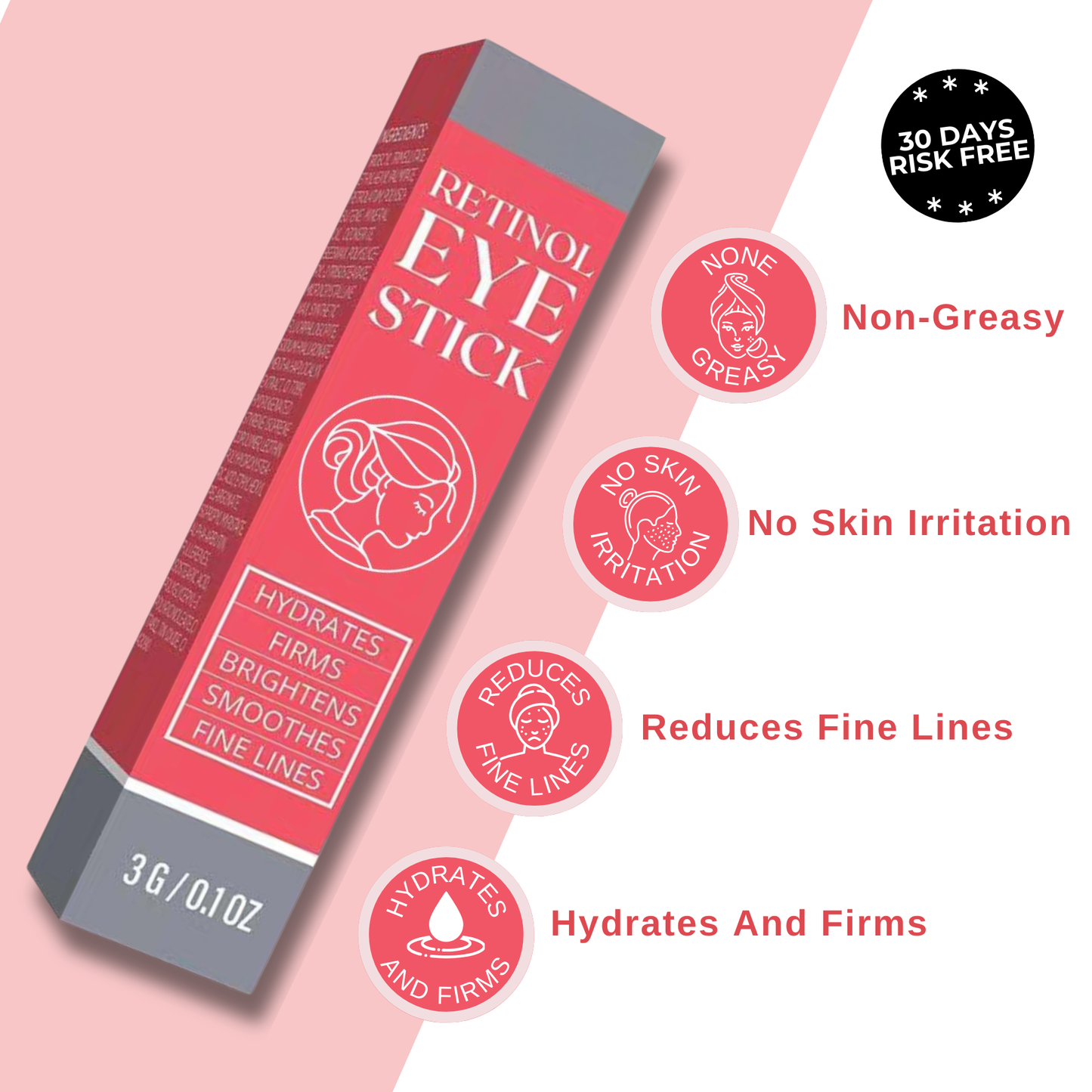 Retinol Eye Stick for eye bag, wrinkles and crow feet. Helps rejuvenate your skin and enhance your confidence without surgery.