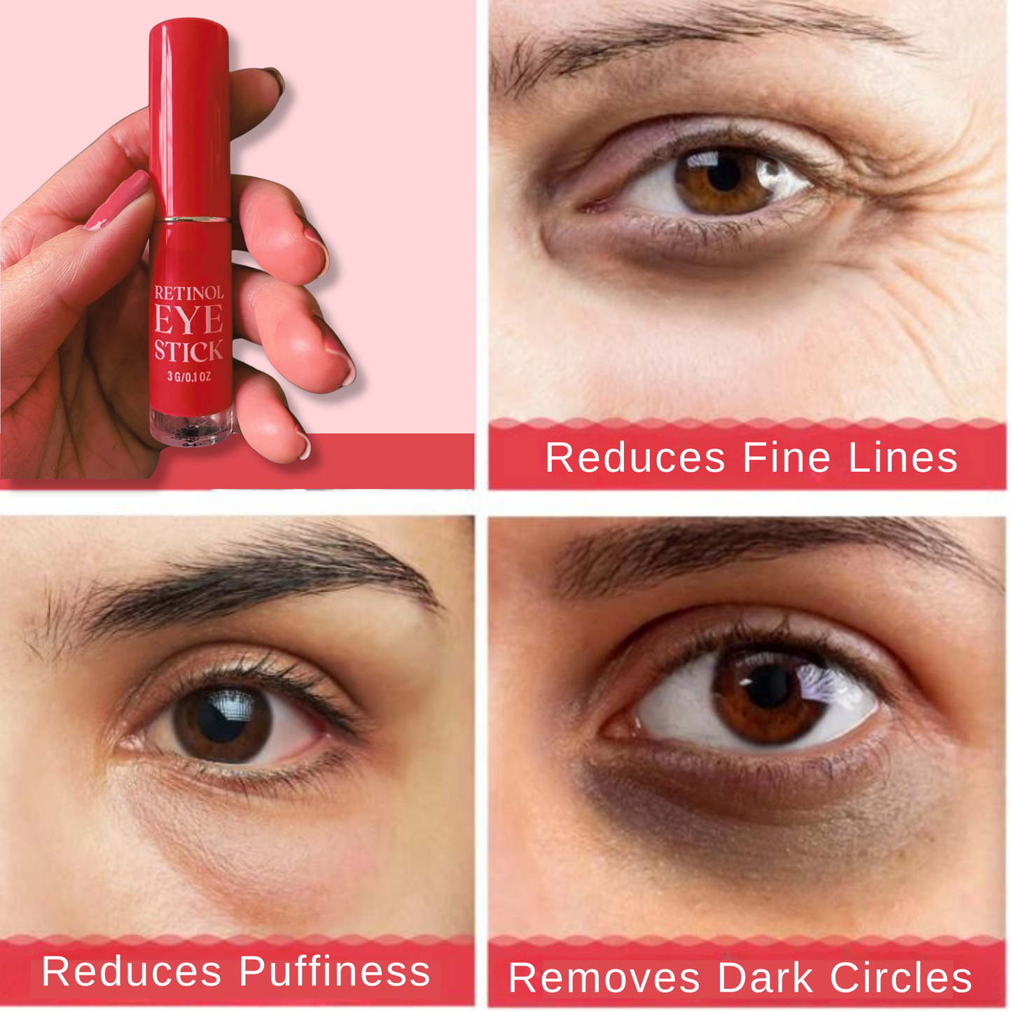 Retinol Eye Stick for eye bag, wrinkles and crow feet. Helps rejuvenate your skin and enhance your confidence without surgery.